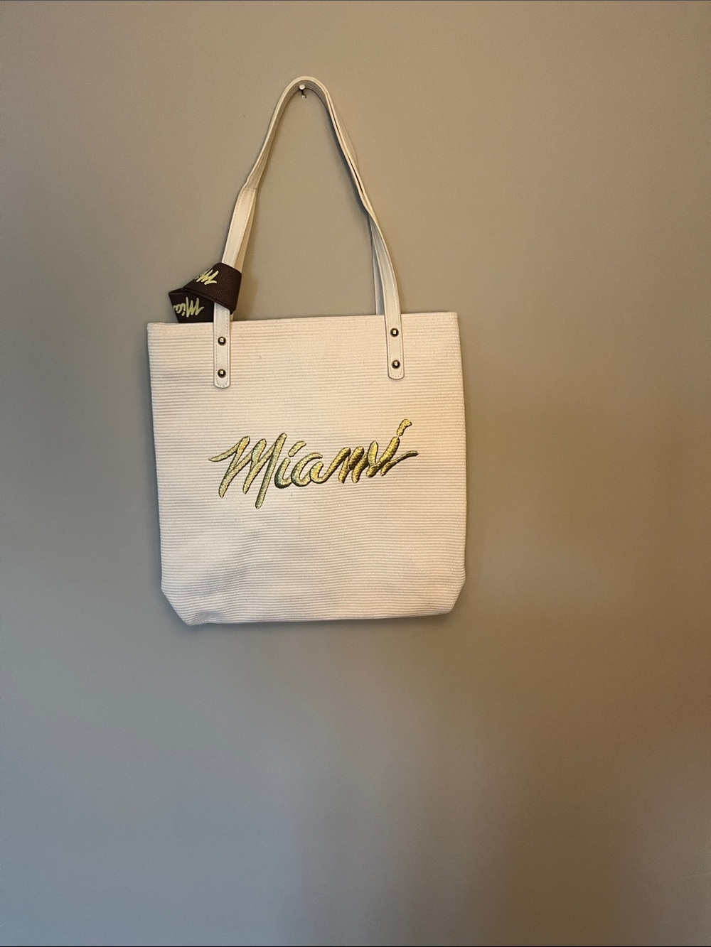 Miami Script Cream Tote Bag - Women